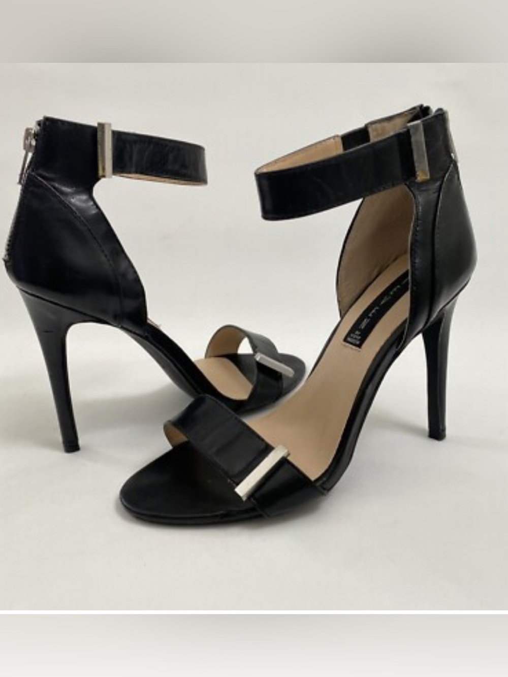Steve Madden Black Ankle-Strap Stilettos